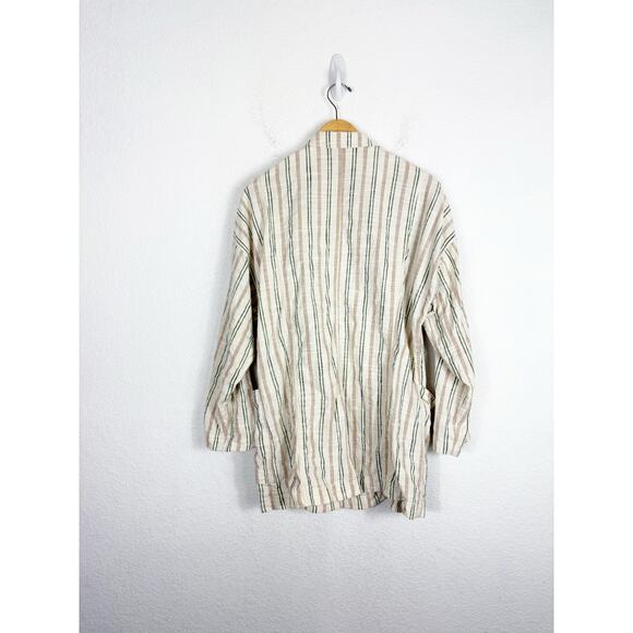Anthropologie Maeve Danielle Blazer Large Striped Cream - Picture 11 of 12